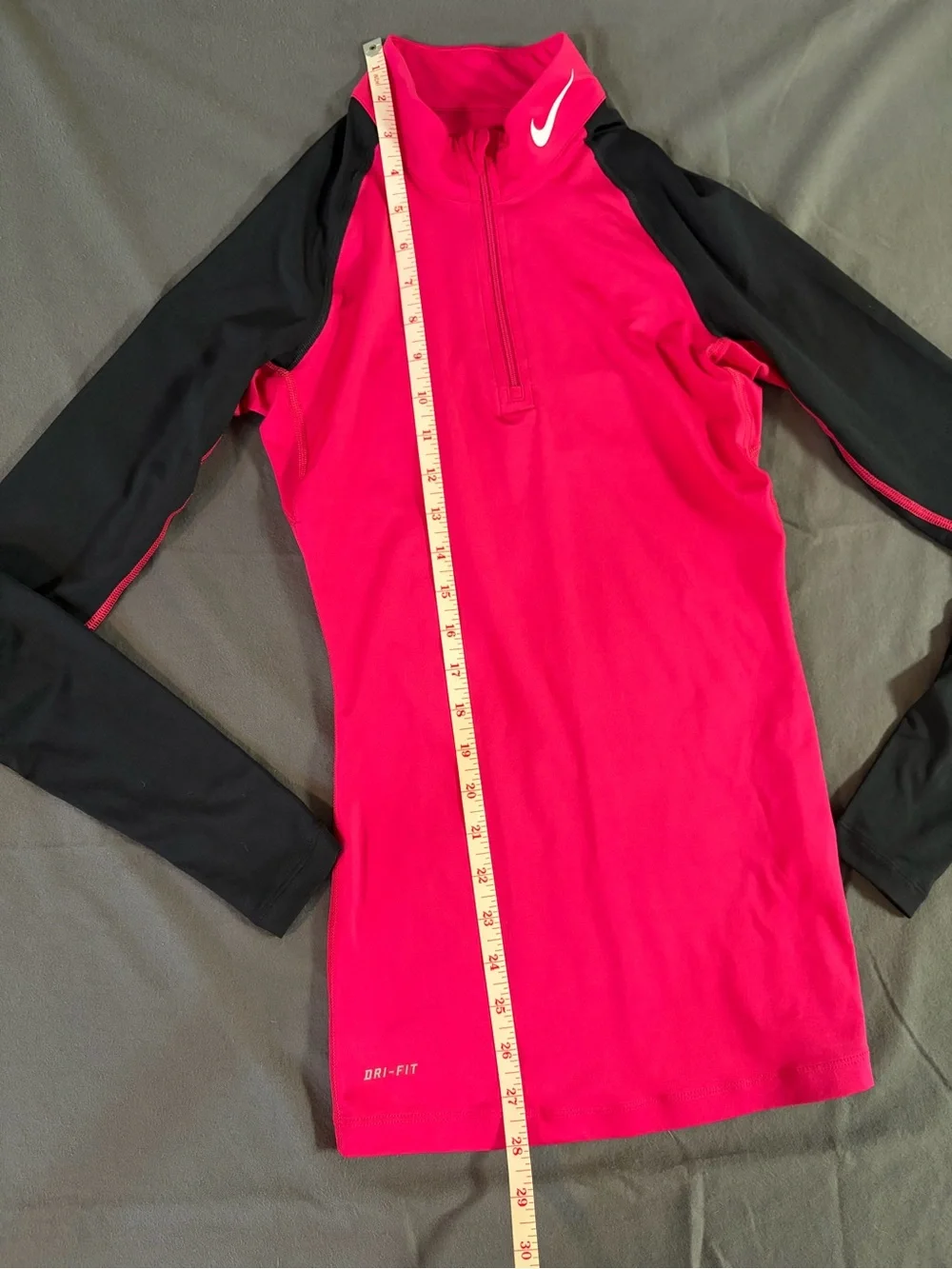 Nike Hot Pink and Black Dri-FIT Long Sleeve Quarter-Zip Top